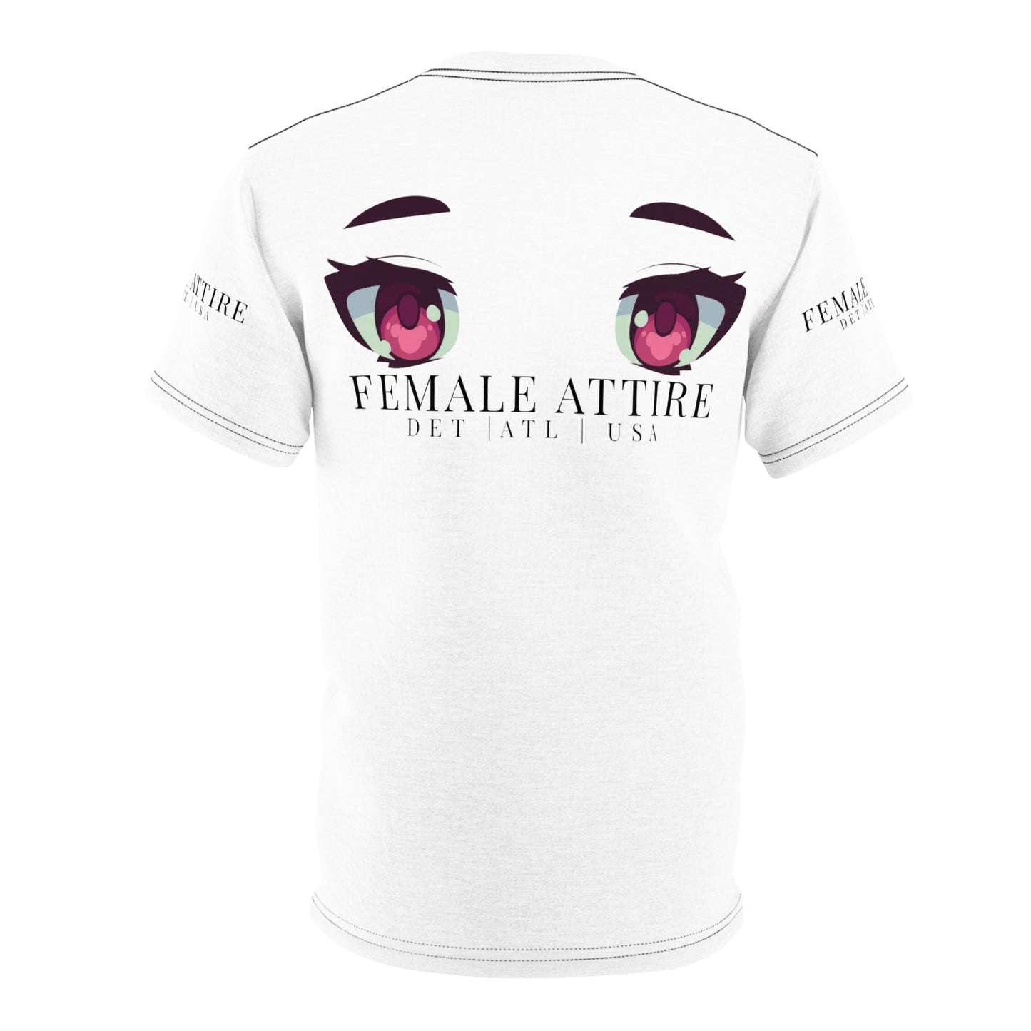 Anime-Inspired Unisex Cut & Sew Tee with Eye Graphic - Female Attire