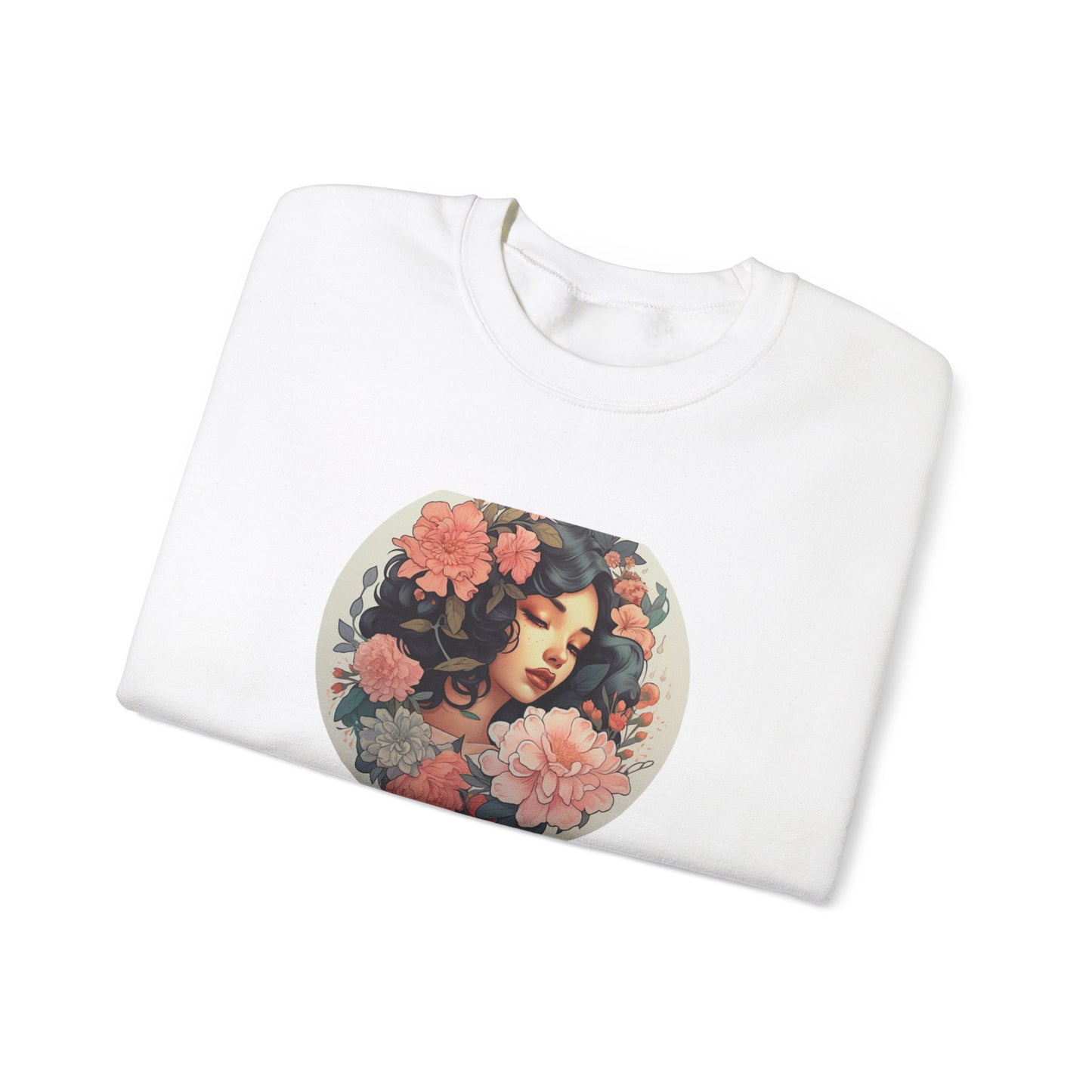 Feminine Floral Art Crewneck Sweatshirt - Female Attire Design