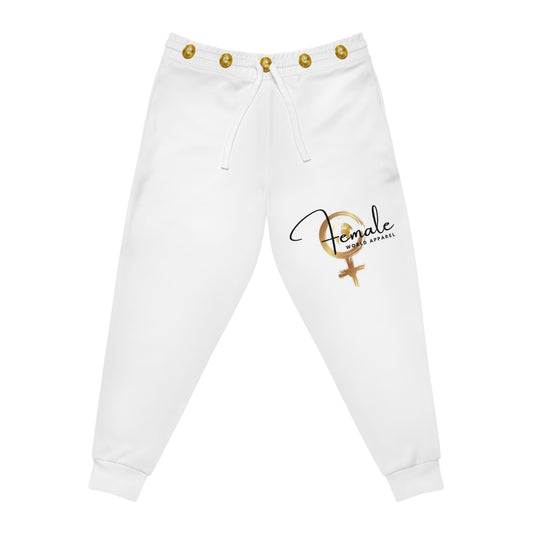 Female Empowerment Athletic Joggers - Stylish White Sweatpants for Active Women