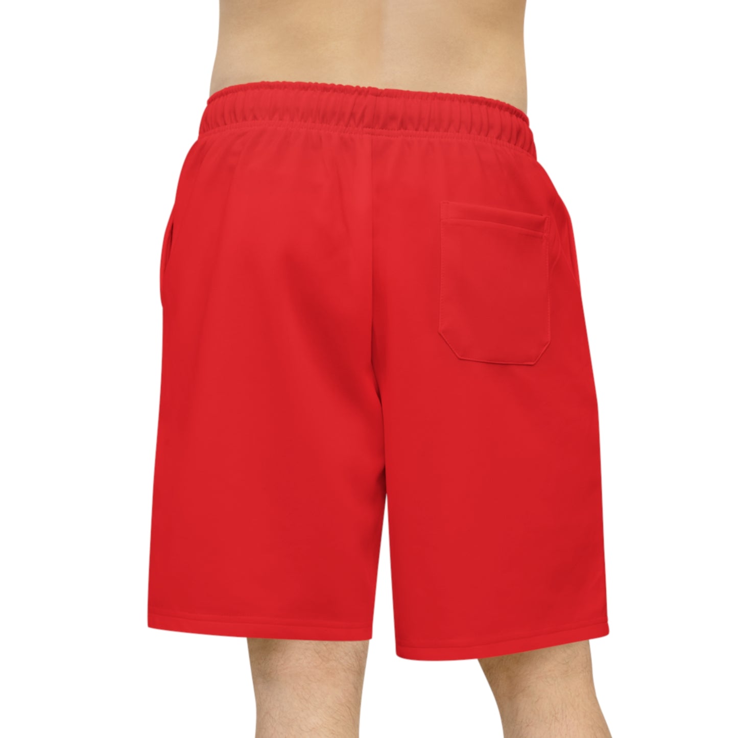 Red Athletic Long Shorts with '100% Dog' Design