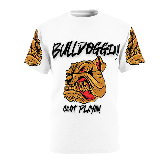 Bulldoggin' Unisex Cut & Sew Tee - Quit Playin' Graphic T-Shirt for Dog Lovers