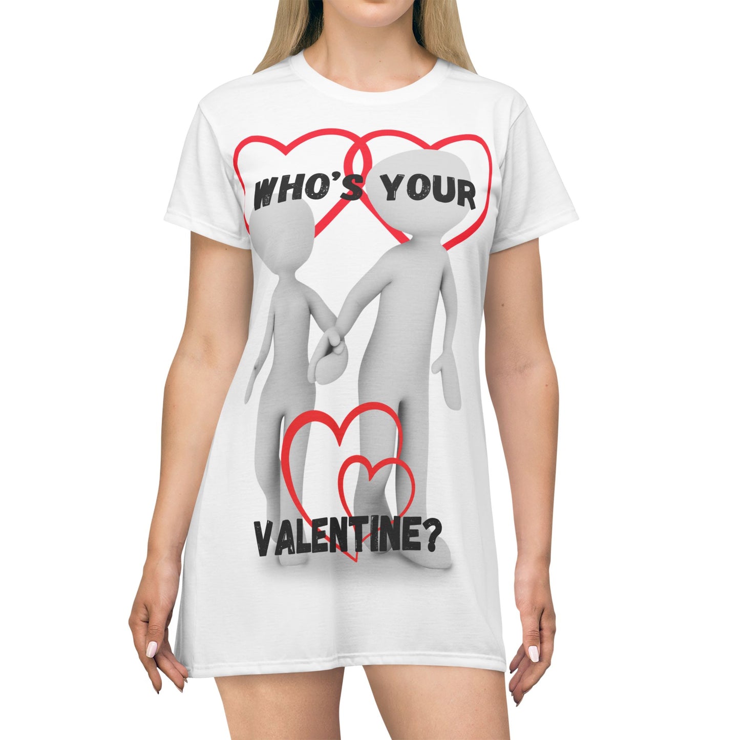 Valentine's Day Love T-Shirt Dress - 'Who's Your Valentine?'