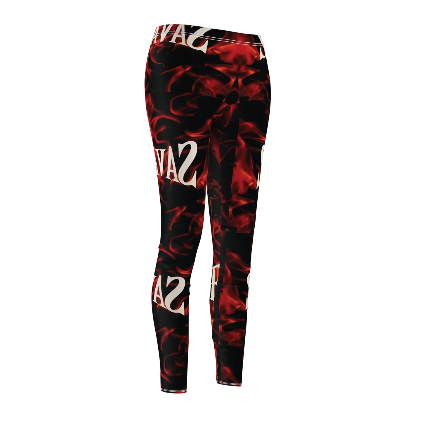 SAVAGE Women's Cut & Sew Casual Leggings - Bold Graphic with Flames