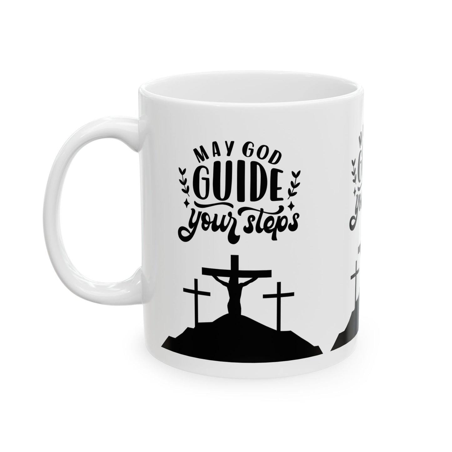 Inspirational Ceramic Mug - "May God Guide Your Steps" - Christian Gift for Faith & Encouragement