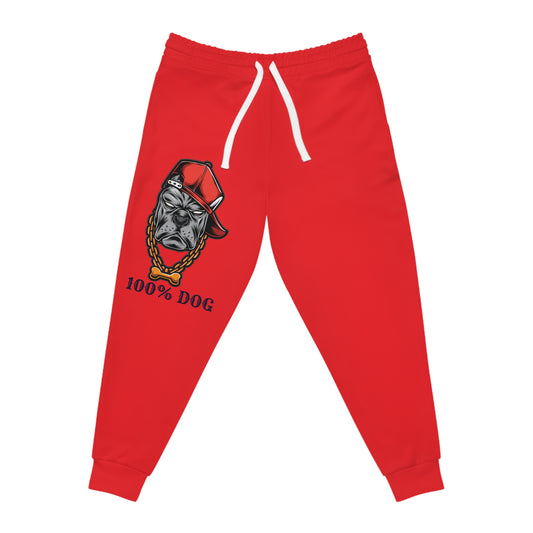 100% Dog Athletic Joggers - Red Hip Hop Style Gym Pants for Dog Lovers