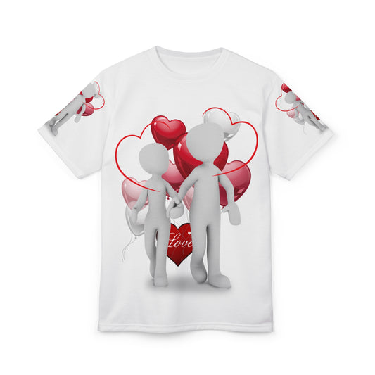 Romantic Couple Unisex Tee - Love Hearts Design for Valentine's Day