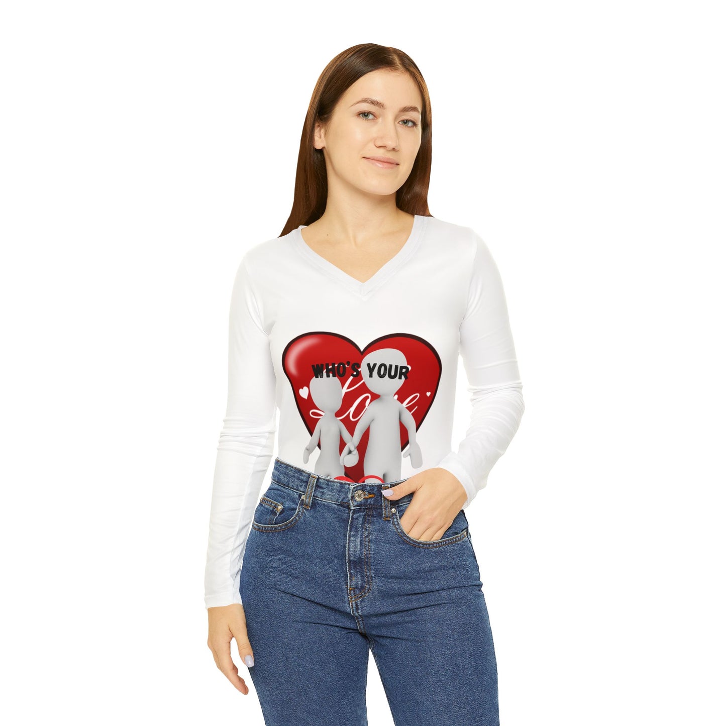 Valentine's Love Long Sleeve V-Neck Shirt for Women