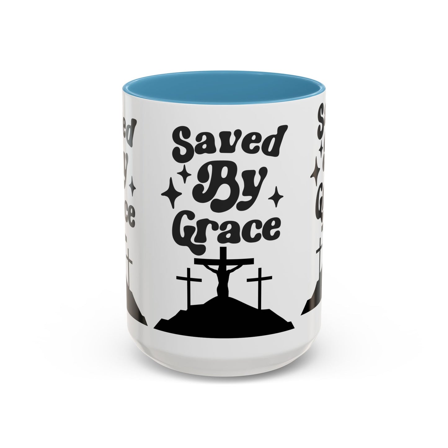 Saved By Grace Accent Coffee Mug - Inspirational Christian Gift (11, 15oz)