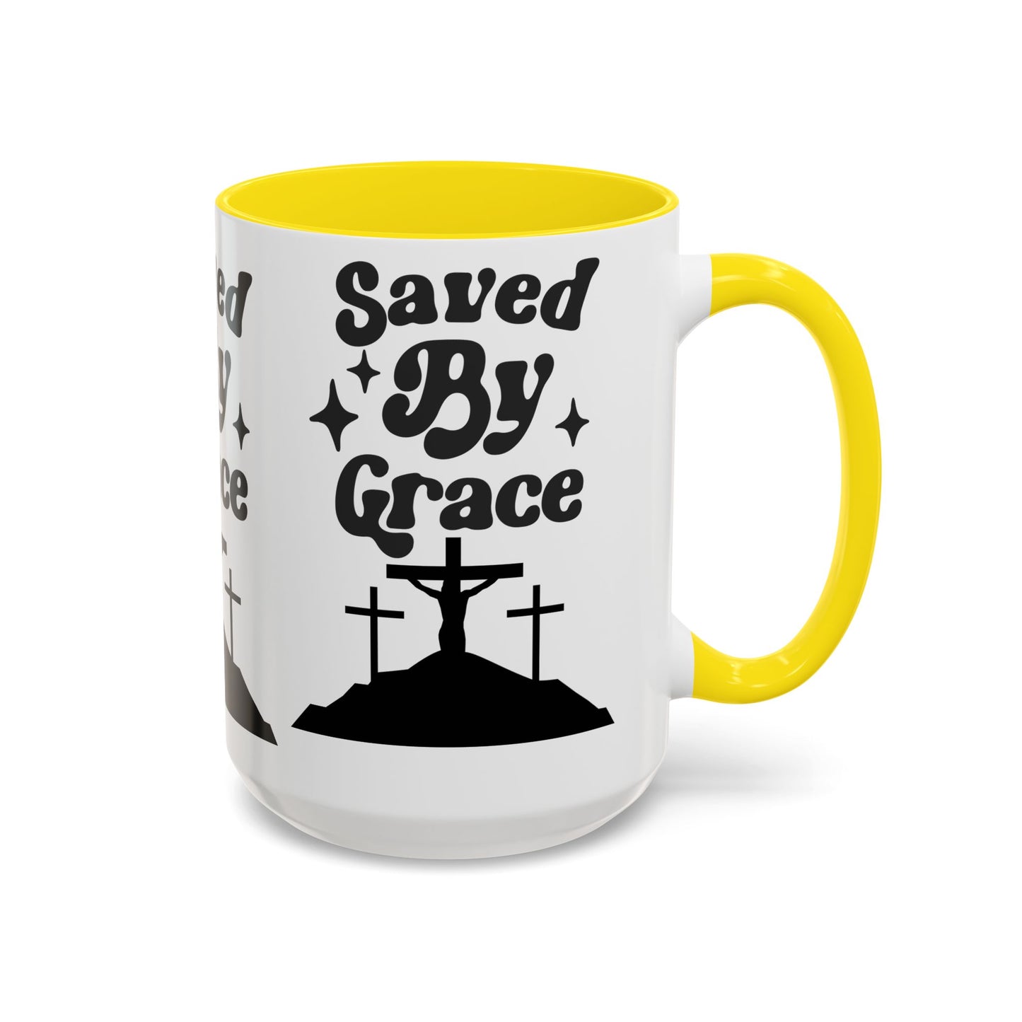 Saved By Grace Accent Coffee Mug - Inspirational Christian Gift (11, 15oz)