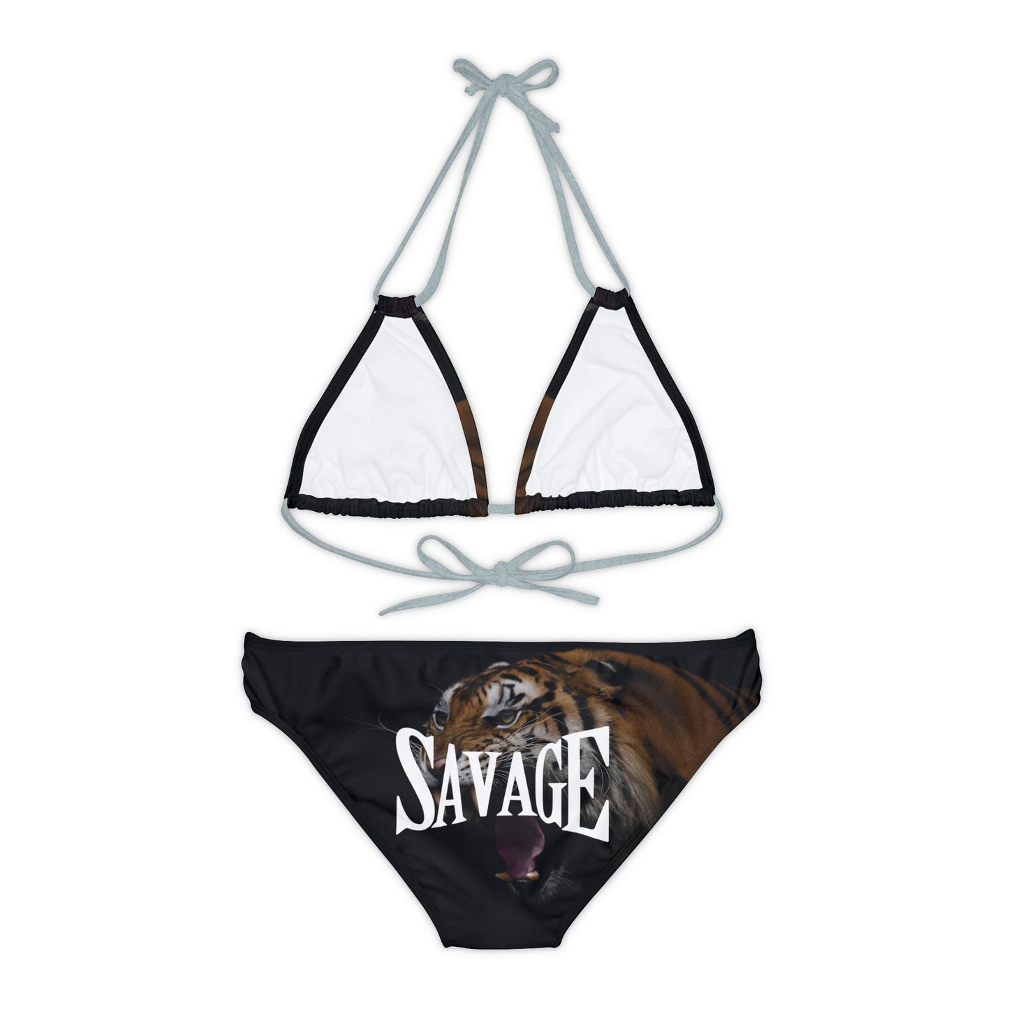 Savage Strappy Bikini Set - Fierce Tiger Print Swimwear for Bold Beach Days