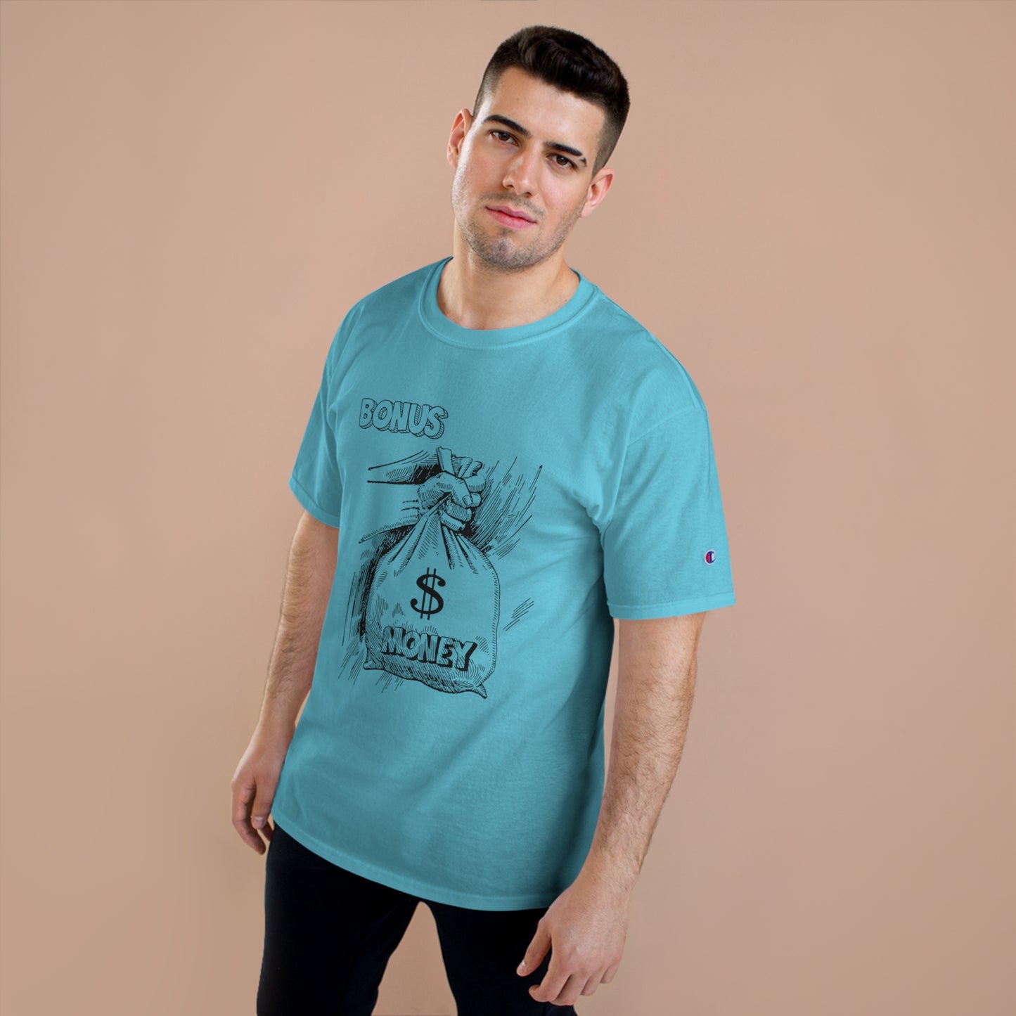 Champion Bonus Money Graphic T-Shirt - Casual Wear for Celebrations & Gift Giving