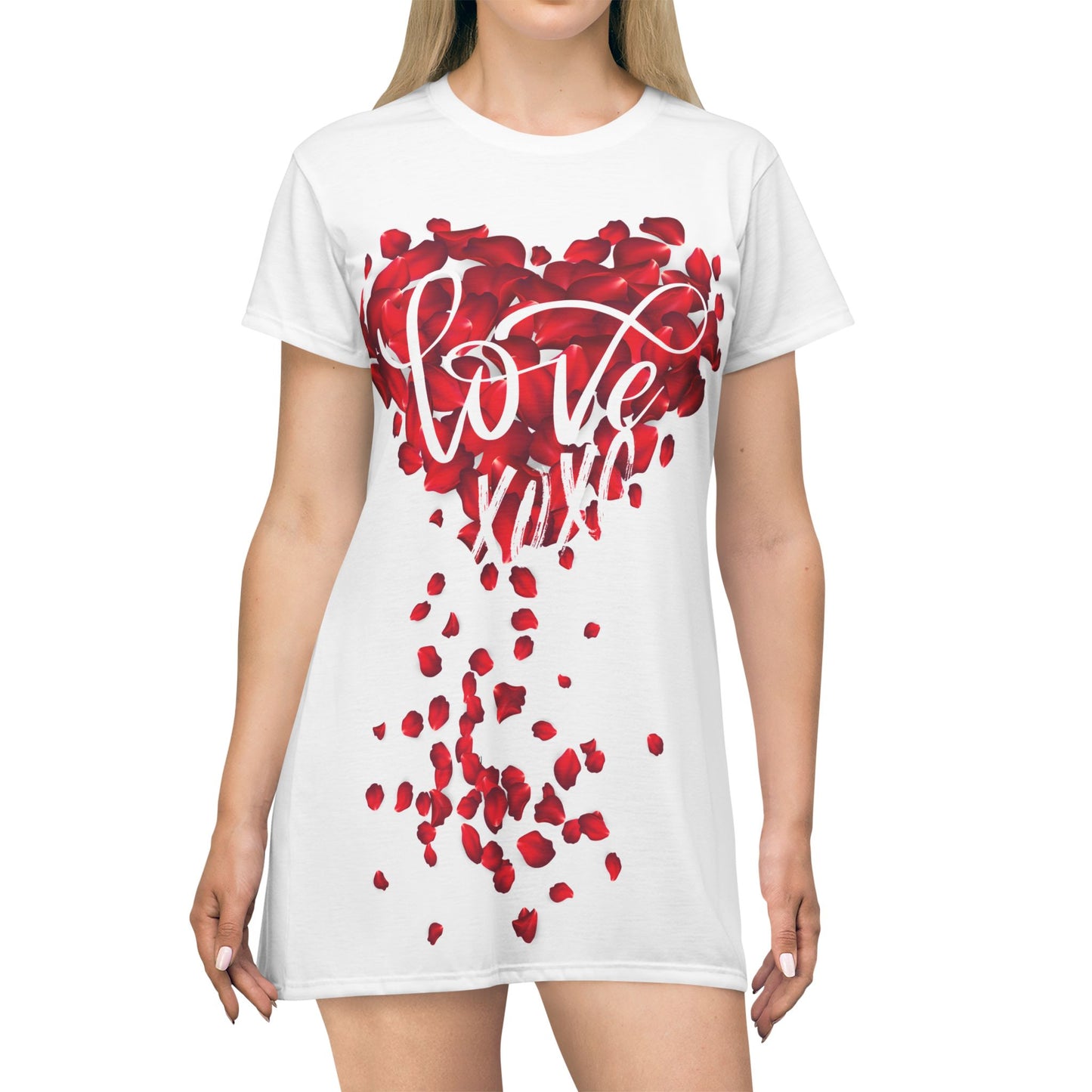 Romantic Love Heart T-Shirt Dress - Perfect for Valentine's Day