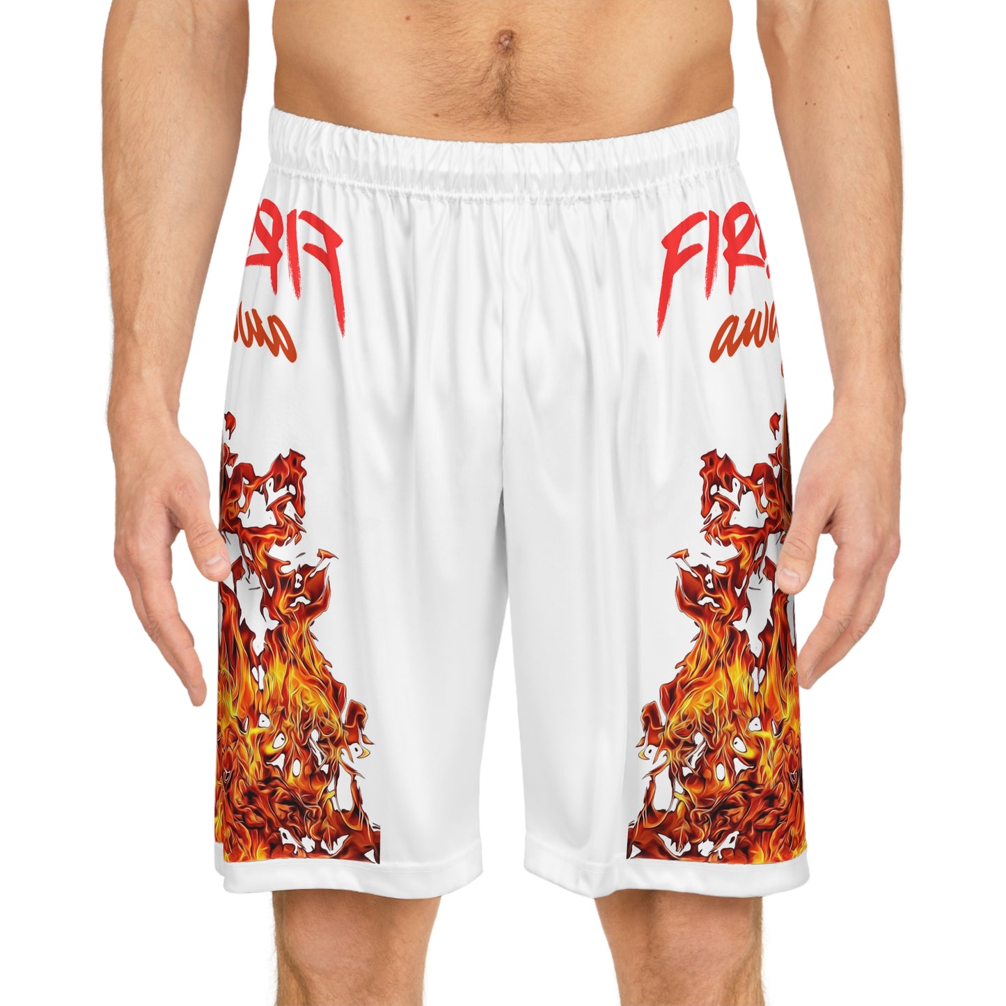 Fire Away Basketball Shorts - Hot Flames Design for Players and Fans