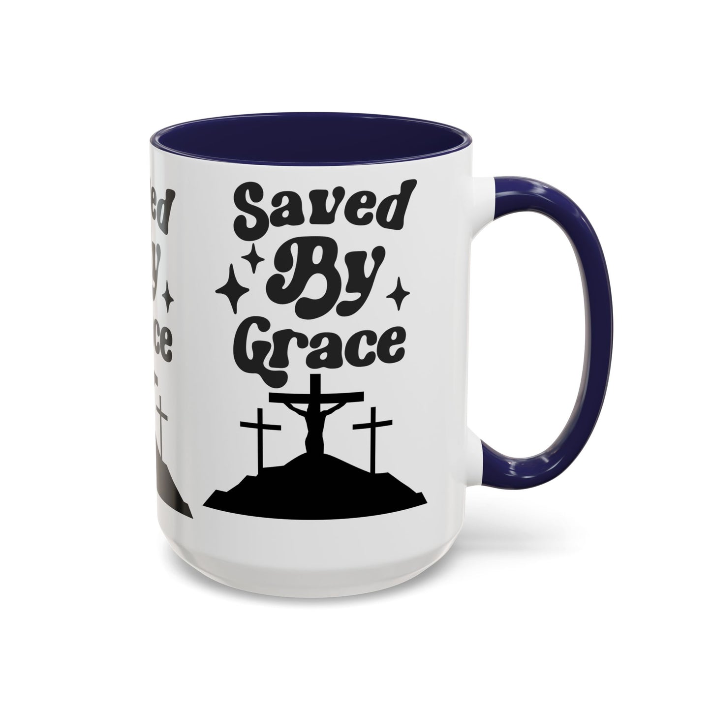 Saved By Grace Accent Coffee Mug - Inspirational Christian Gift (11, 15oz)