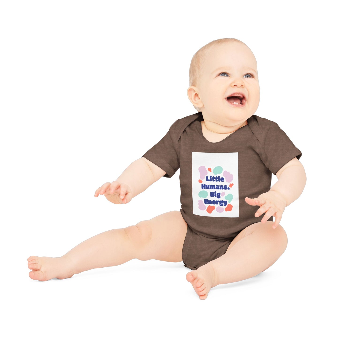 Funny Baby Bodysuit - "Little Humans, Big Energy" - Organic Cotton Short Sleeve