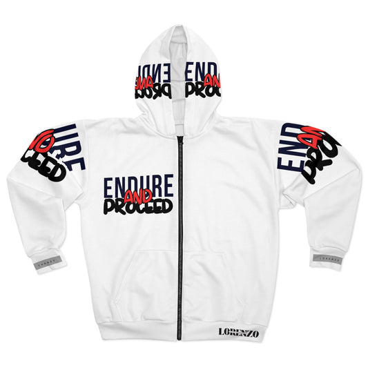 Motivational Unisex Zip Hoodie - 'Endure and Proceed'