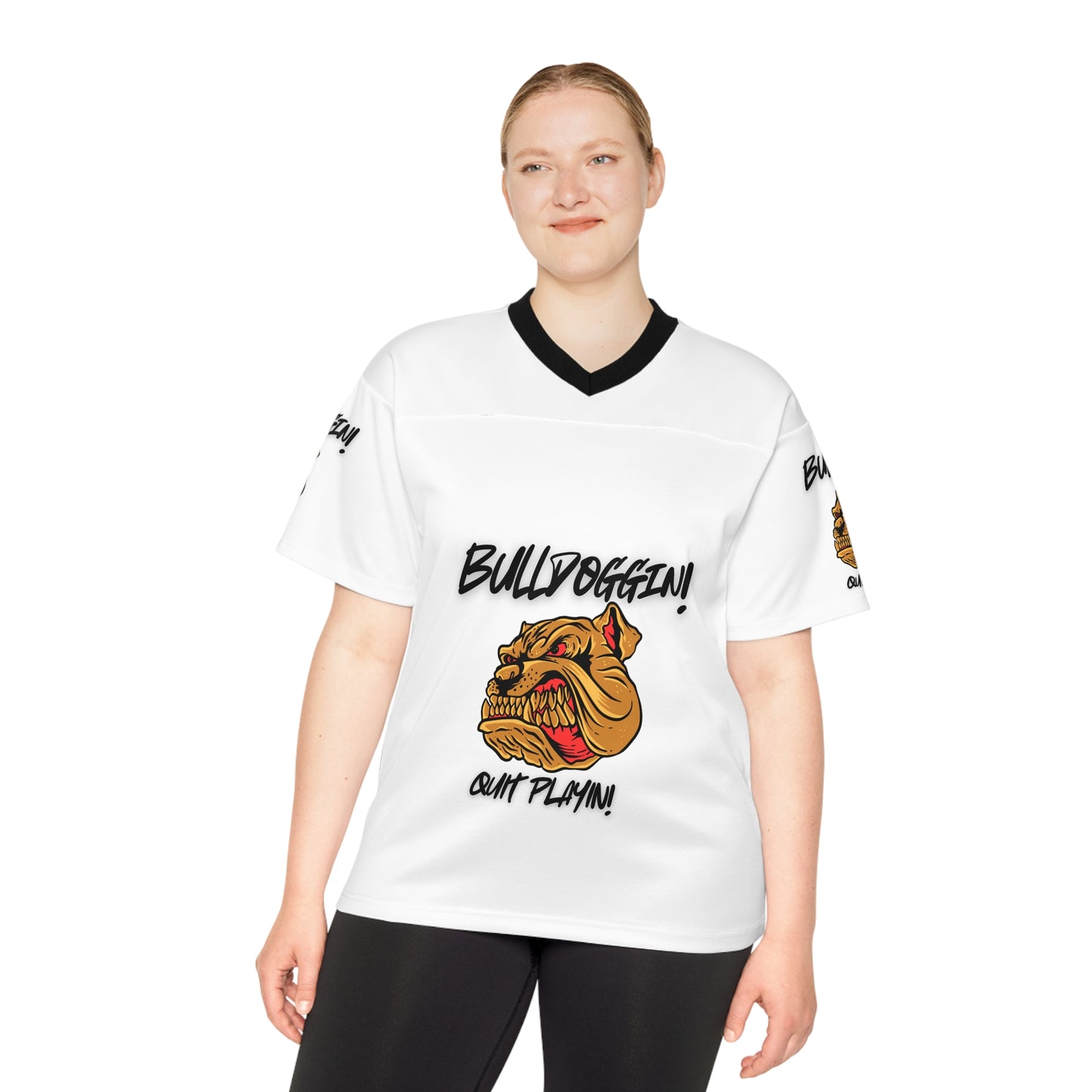 Unisex Bulldoggin' Football Jersey | Quit Playin' Graphic Tee for Sports Enthusiasts