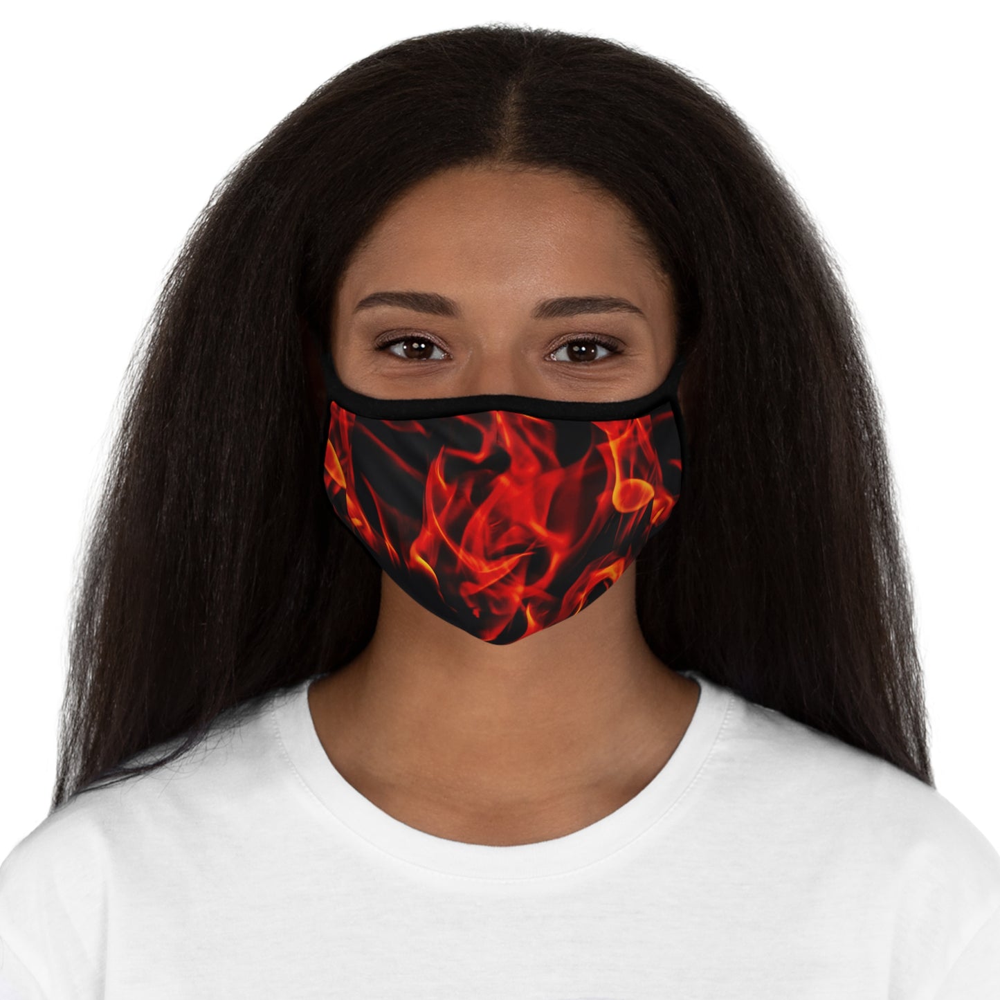 Flame Fitted Polyester Face Mask - Bold Flame Design for Stylish Protection