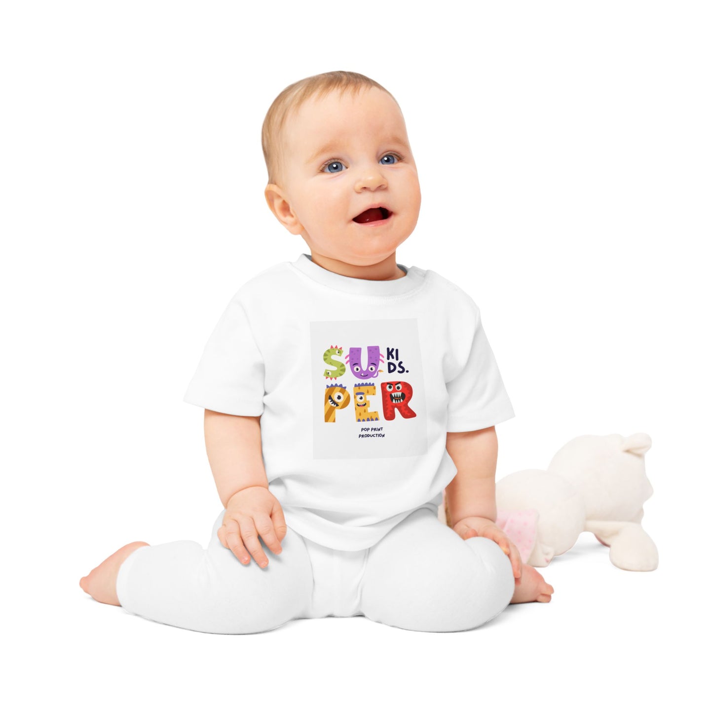 Super Kids Baby T-Shirt - Cute Cartoon Design for Playful Infants