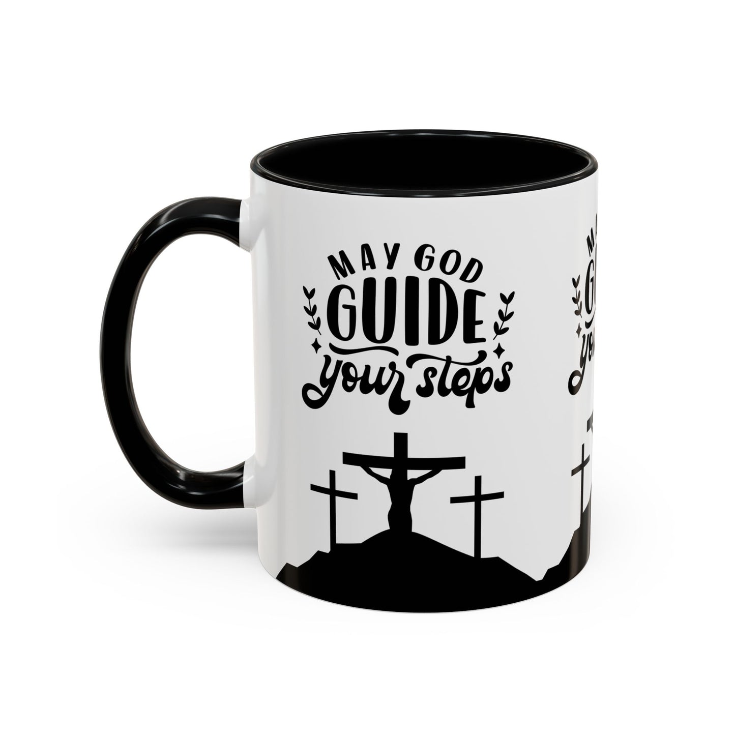 Inspirational Accent Coffee Mug - "May God Guide Your Steps" - Perfect for Faith & Hope