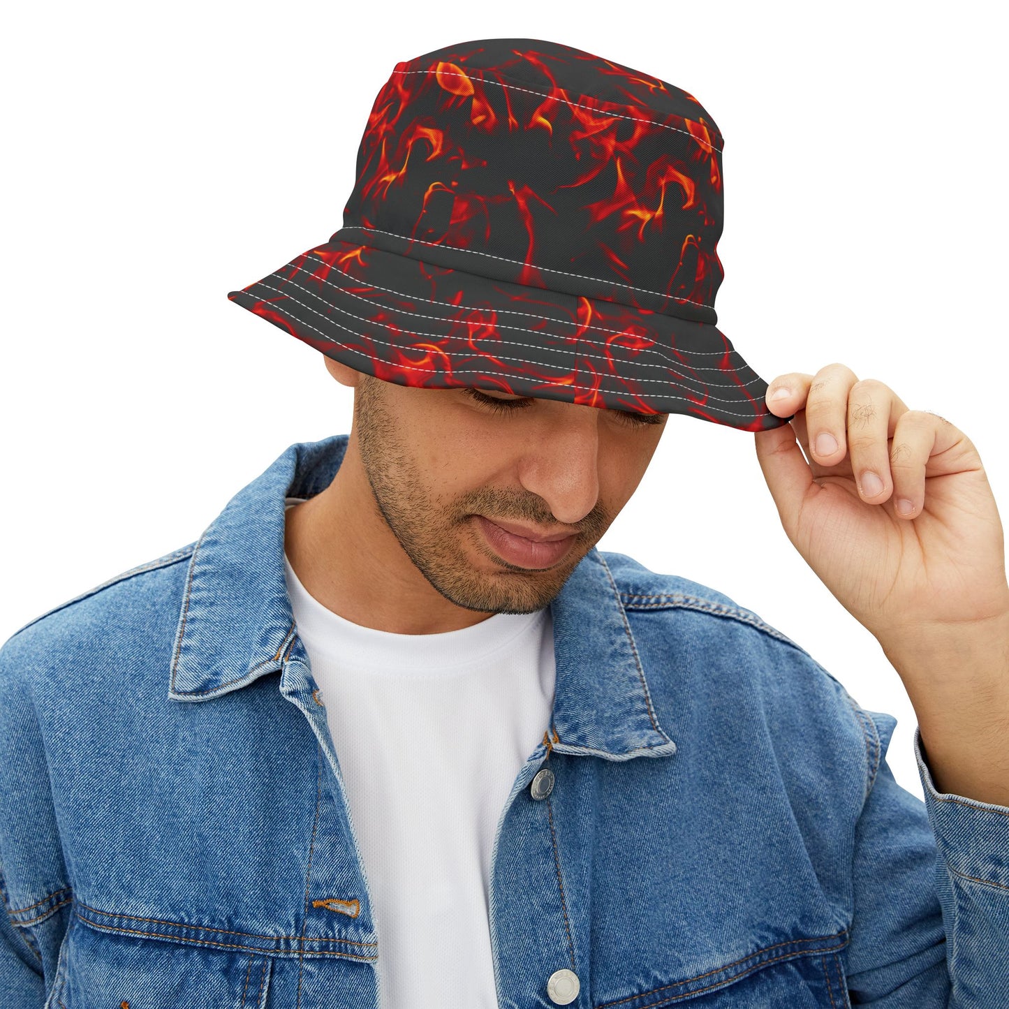 Inferno Fire Print Bucket Hat | Trendy Summer Accessory for Festivals and Beach Days