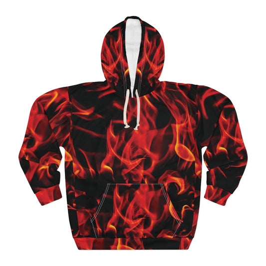 Fiery Flames Unisex Pullover Hoodie | Trendy & Cozy Apparel for Casual Wear