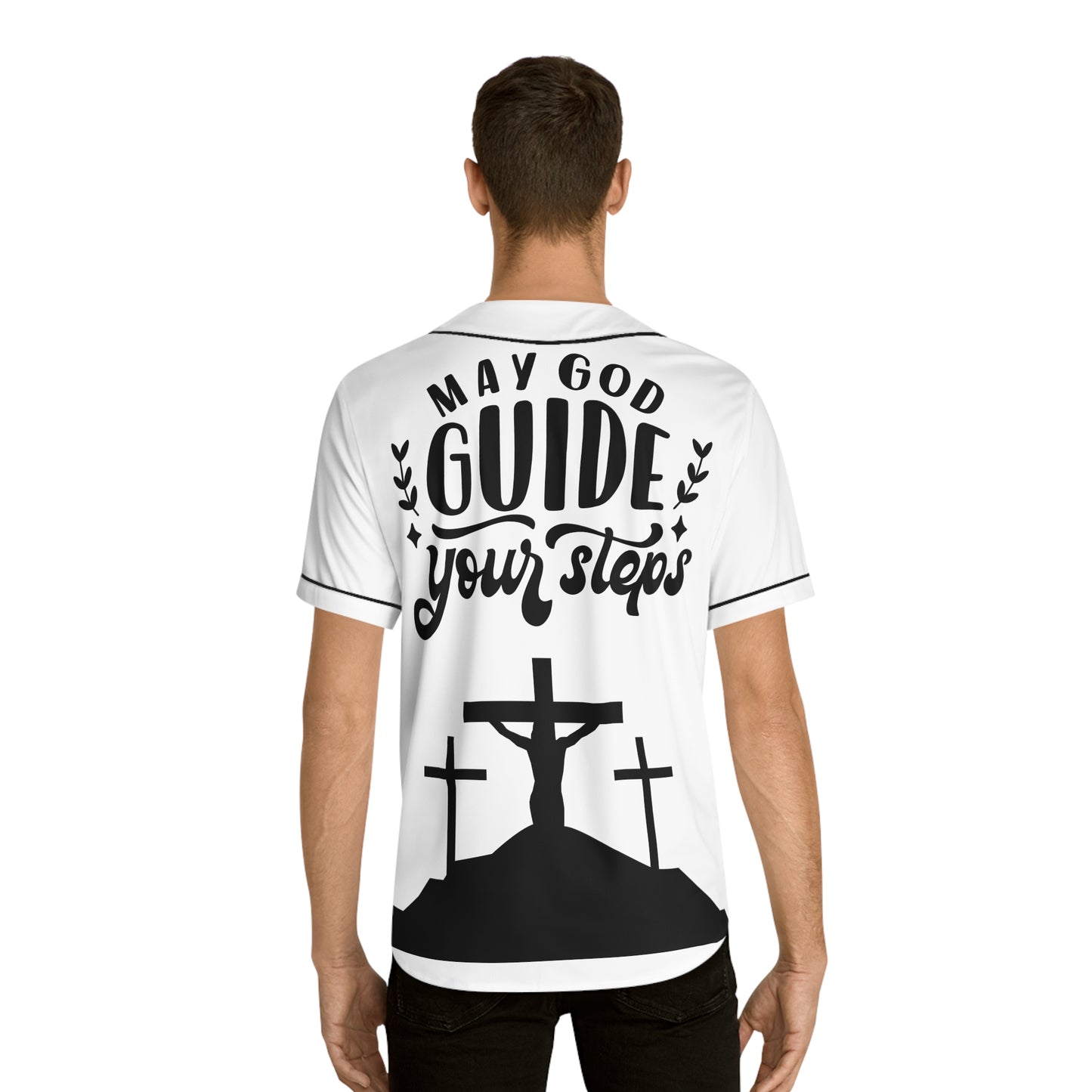 Men's Baseball Jersey - 'May God Guide Your Steps' Inspirational Design