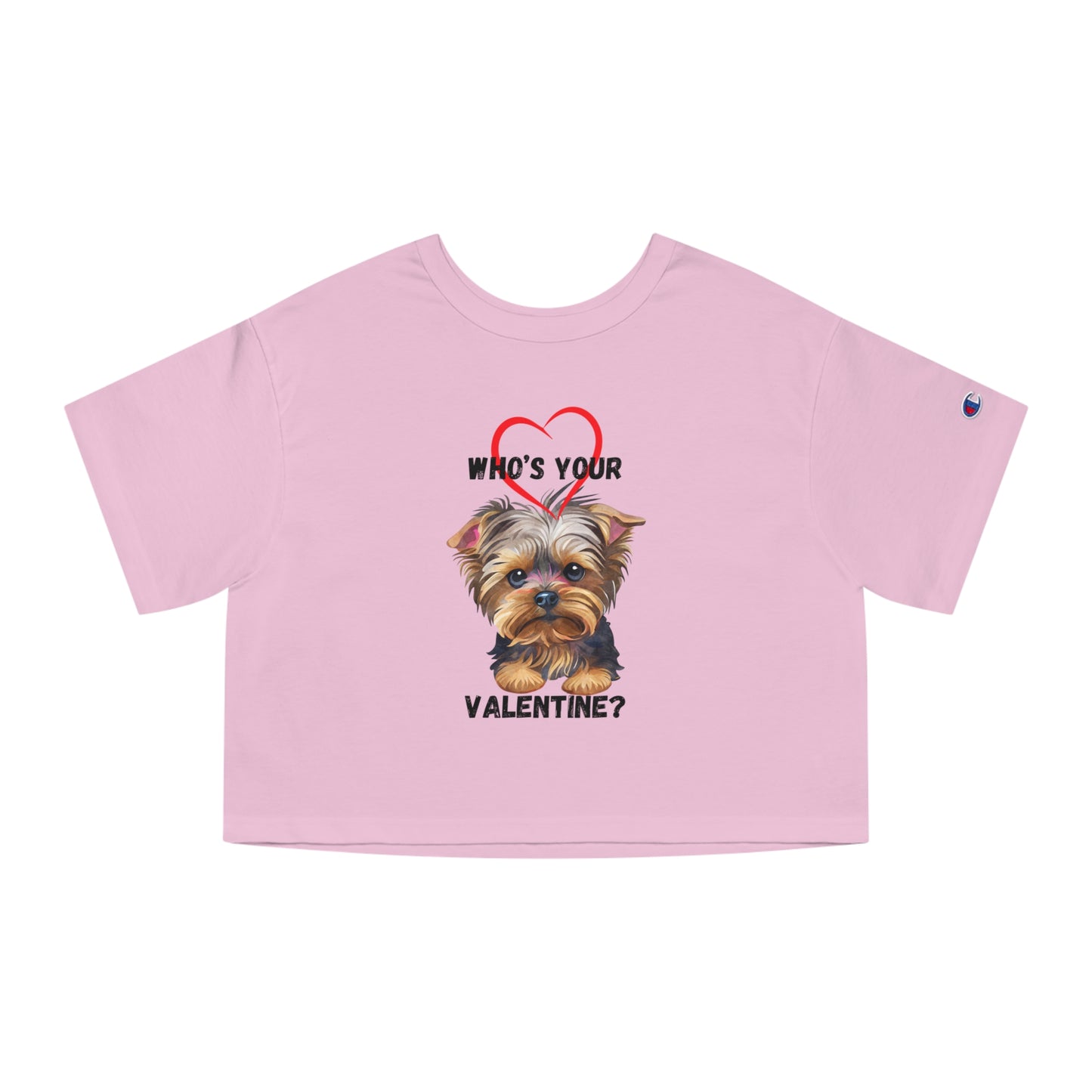 Valentine's Day Cropped T-Shirt with Yorkie Design