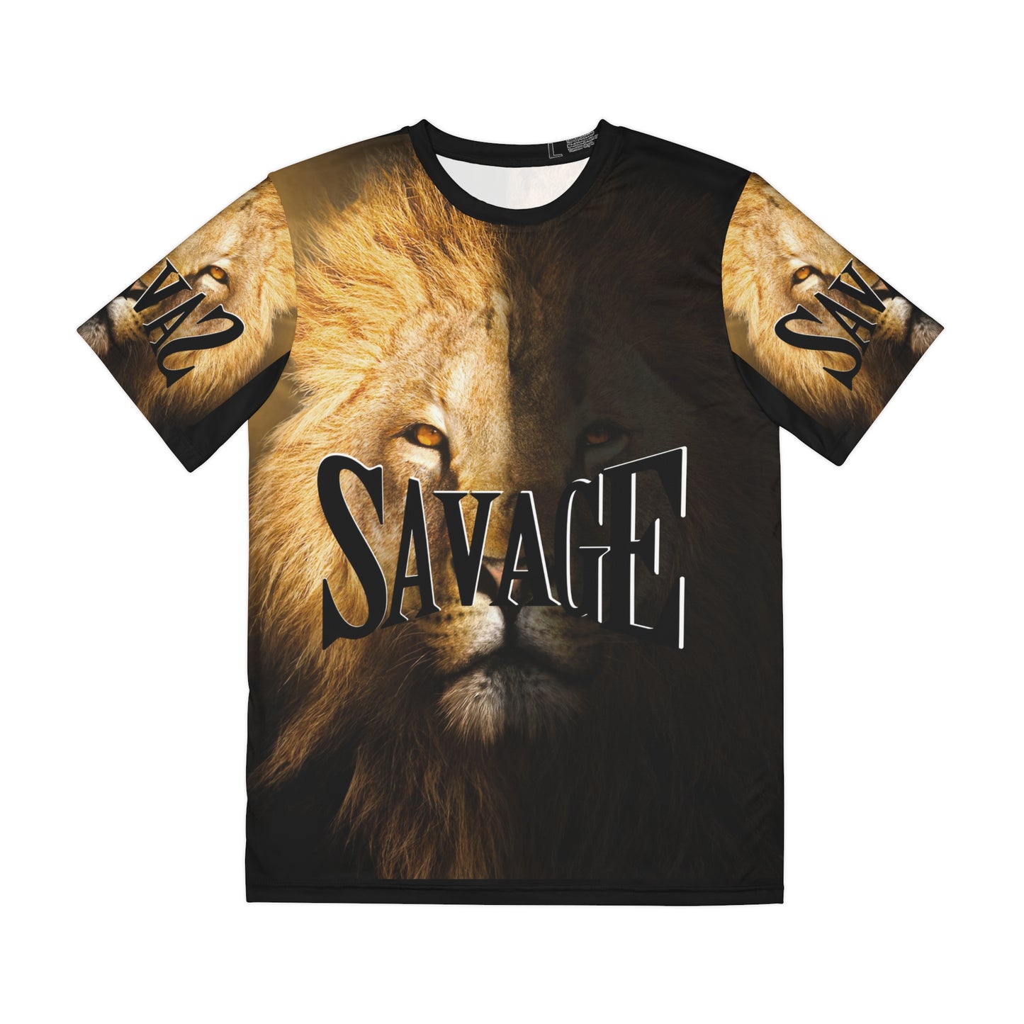 Savage Lion Men's Polyester Tee - Bold Graphic T-Shirt for Fearless Style