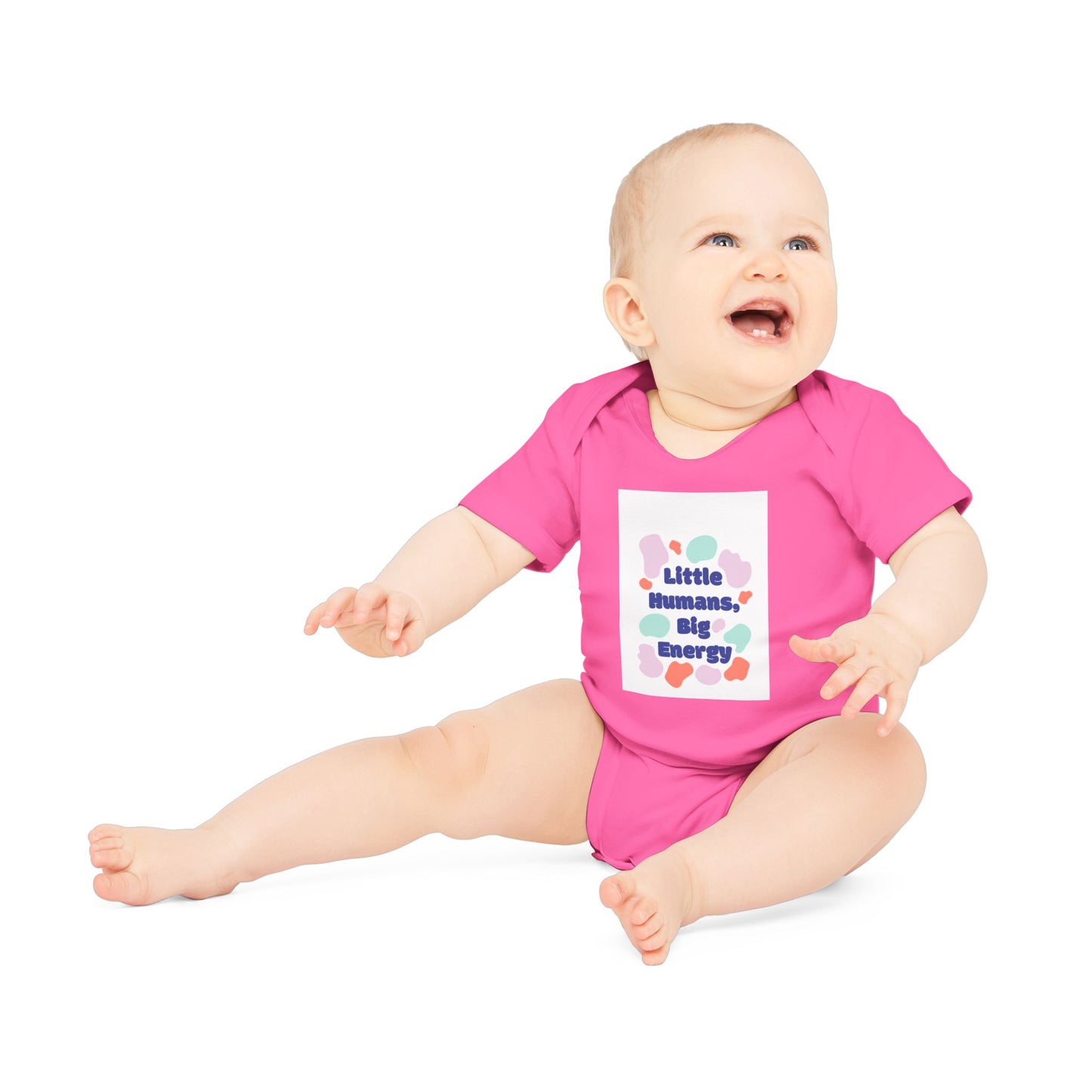 Funny Baby Bodysuit - "Little Humans, Big Energy" - Organic Cotton Short Sleeve