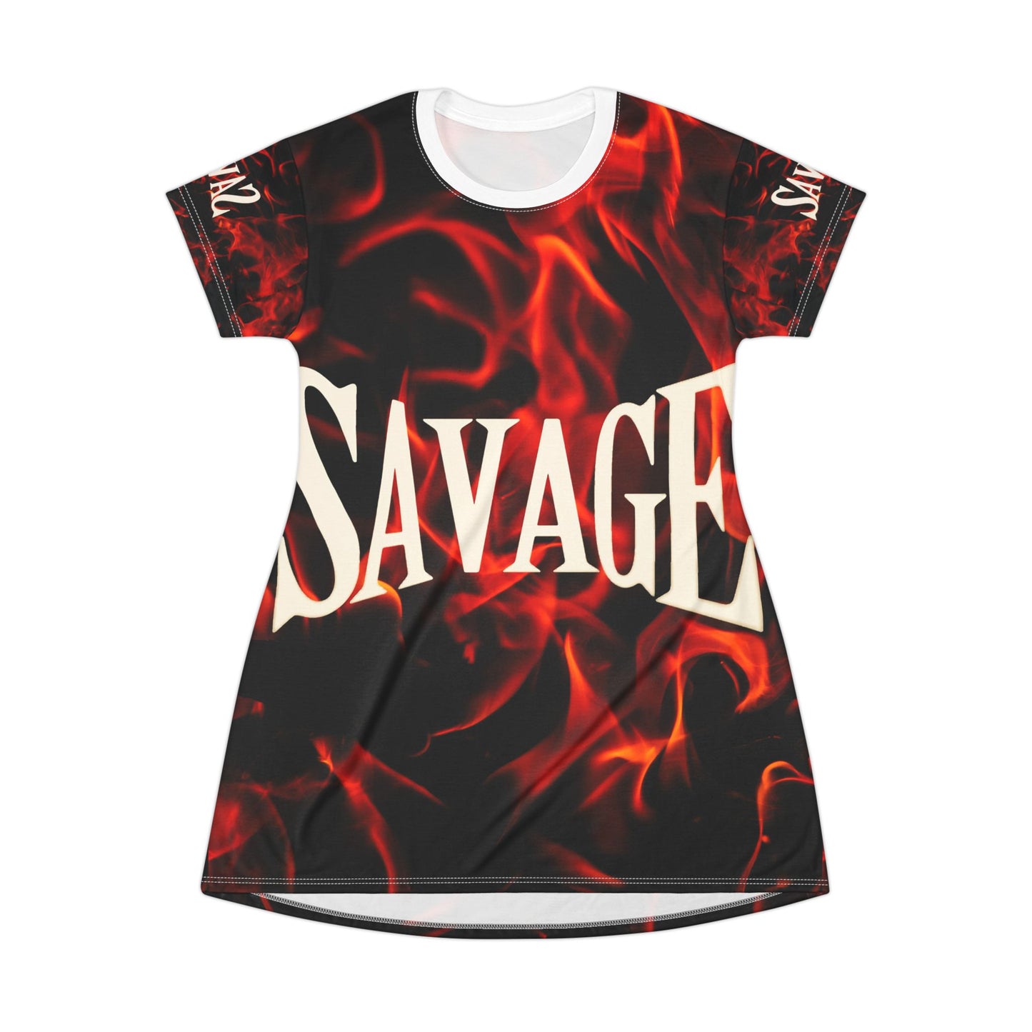 Savage Fire Graphic T-Shirt Dress for Bold Style