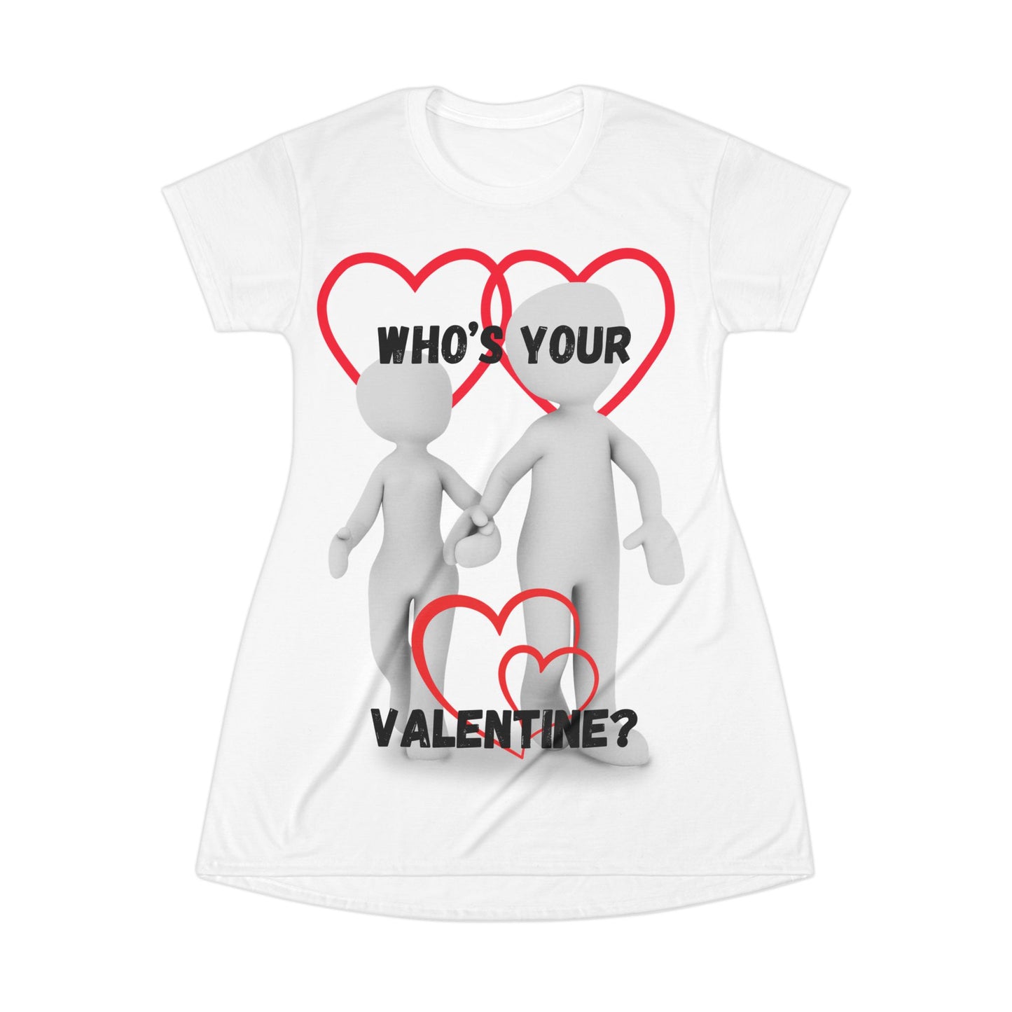 Valentine's Day Love T-Shirt Dress - 'Who's Your Valentine?'