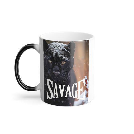 Color Morphing Mug - Magical Transition with Black Cat Design