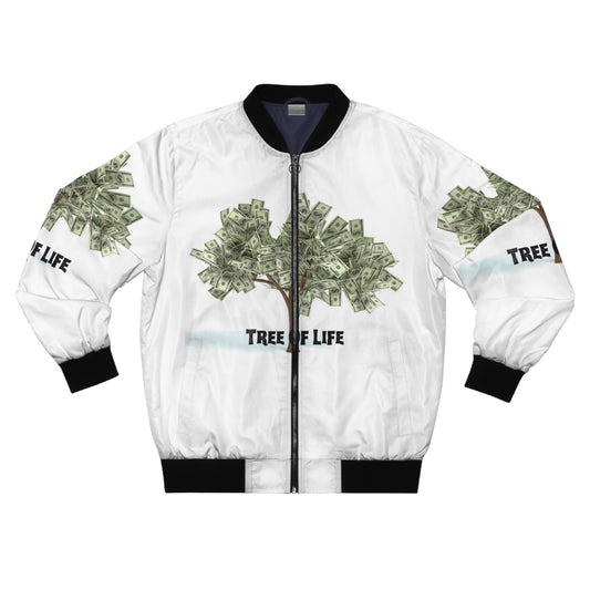 Men's Bomber Jacket: Tree of Life Design for Wealth and Prosperity