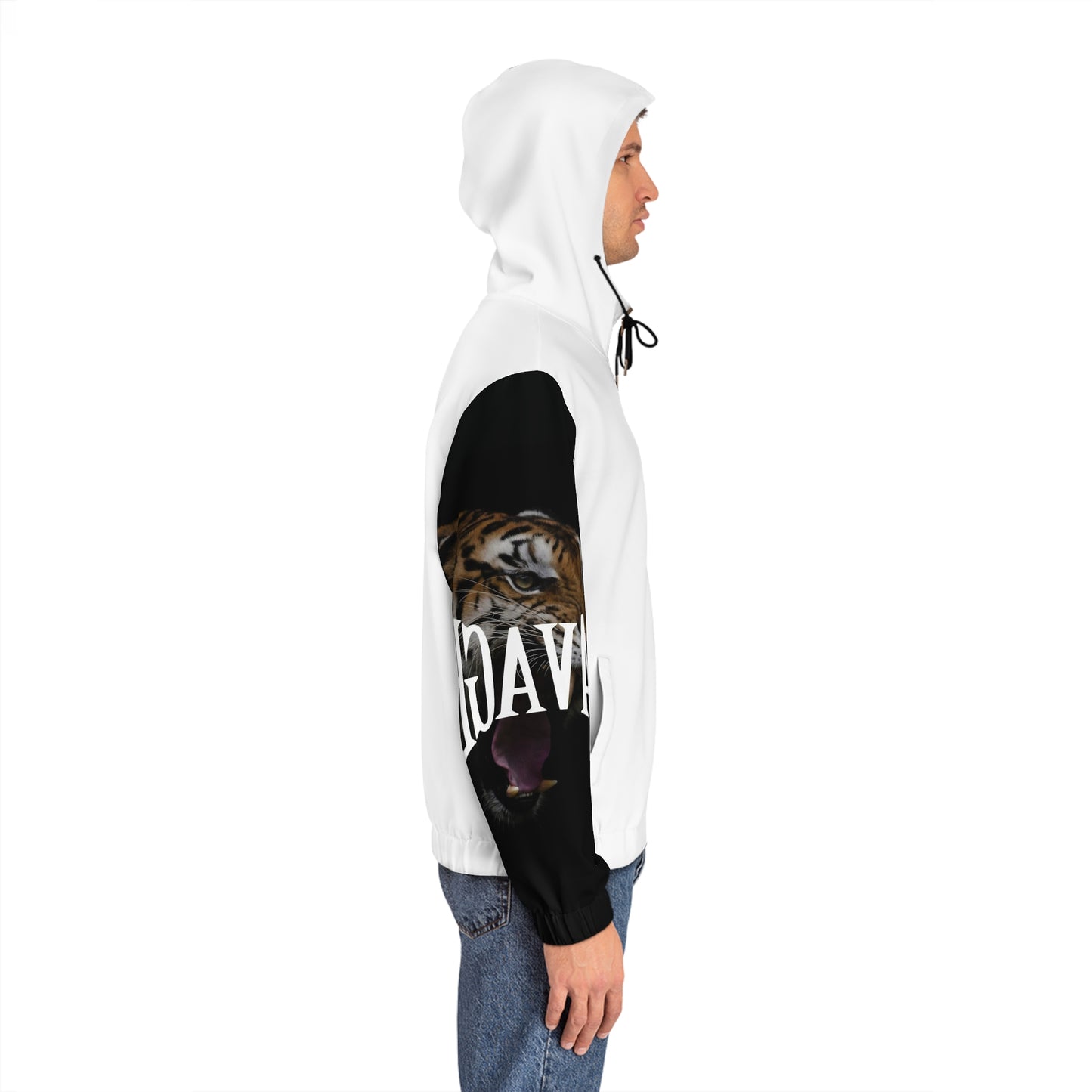 Savage Tiger Men's Full-Zip Hoodie - Fierce Tiger Design for Animal Lovers