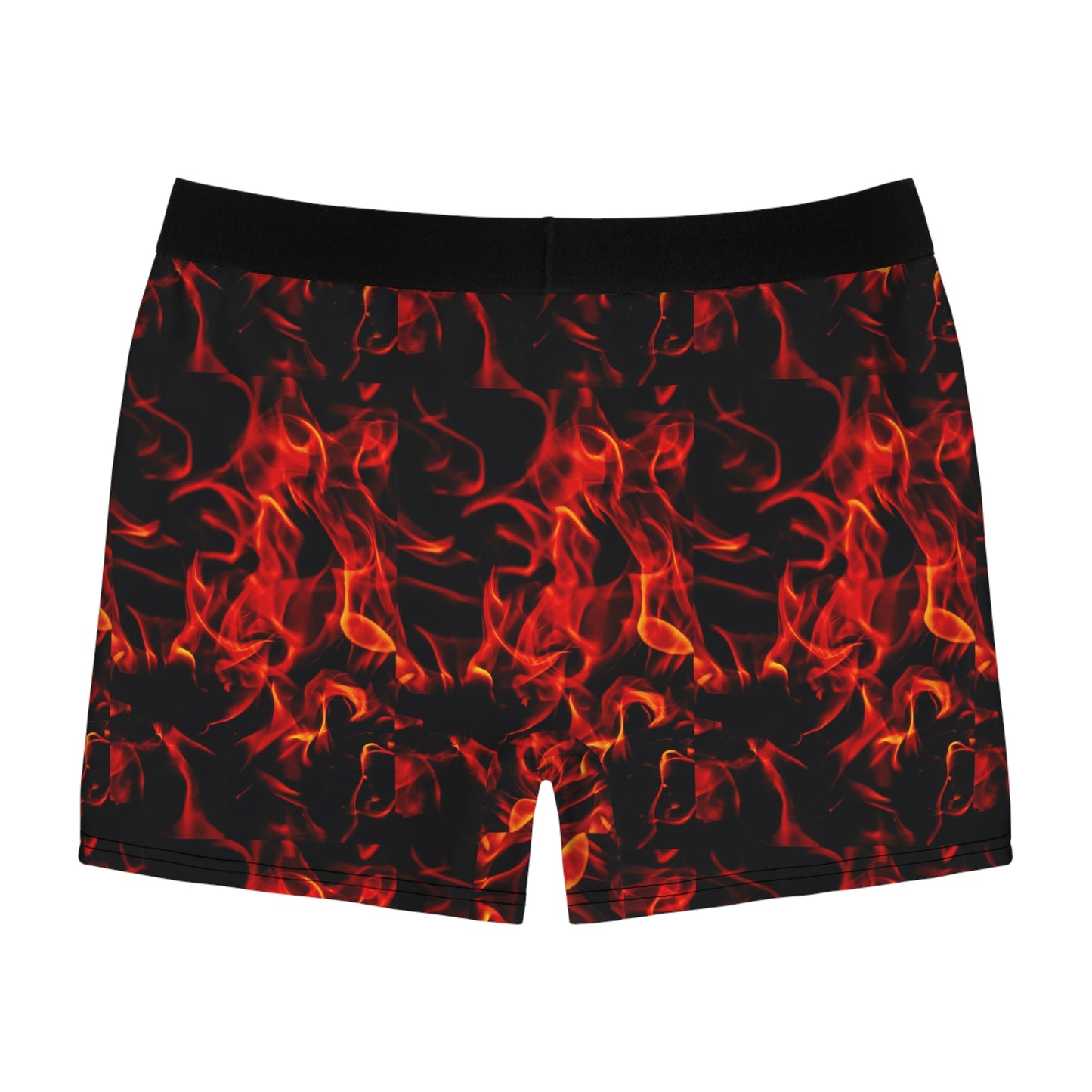 Black Flame Men's Boxer Briefs - Fiery Flame Print Comfortable Underwear