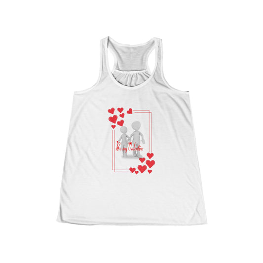 Valentine's Day Women's Flowy Racerback Tank - Be My Valentine Heart Design