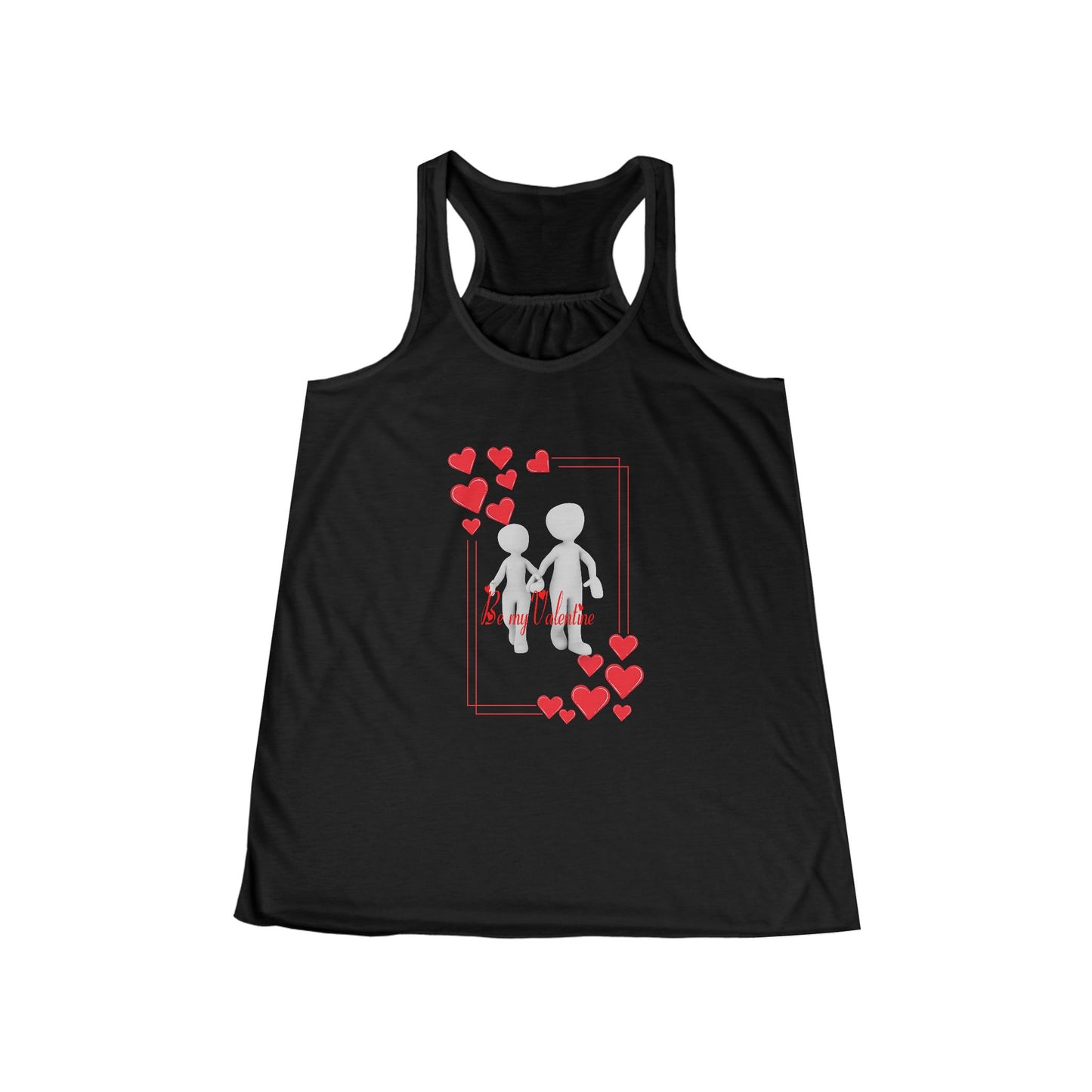 Valentine's Day Women's Flowy Racerback Tank - Be My Valentine Heart Design