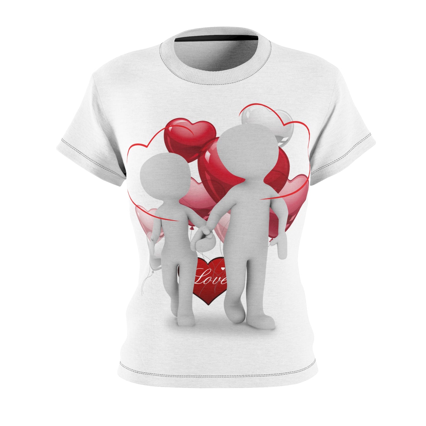 Romantic Love Illustration Tee for Women - Heart Design