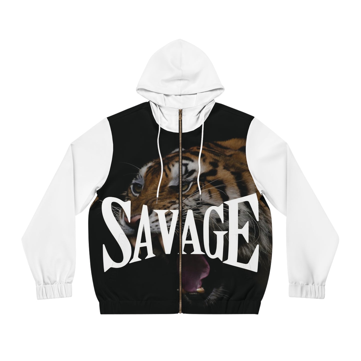 Savage Tiger Men's Full-Zip Hoodie - Bold & Edgy Streetwear