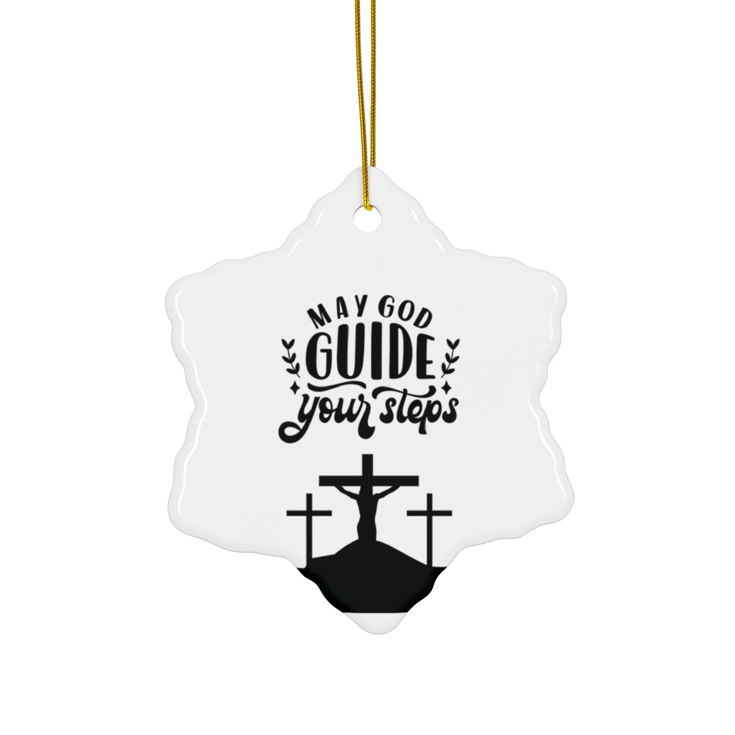 Inspirational Ceramic Star Ornament - "May God Guide Your Steps" - Perfect for Christmas and Religious Celebrations