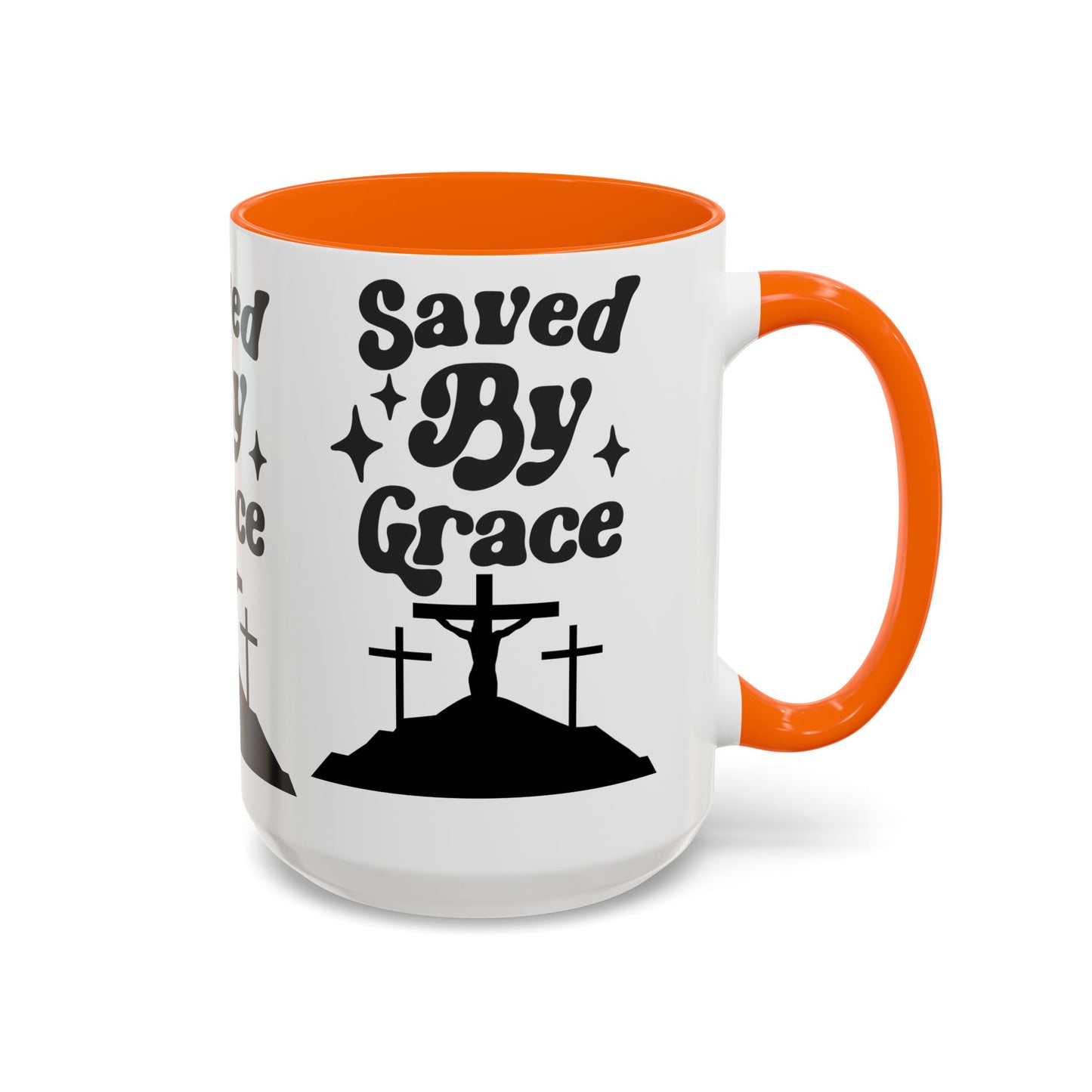 Saved By Grace Accent Coffee Mug - Inspirational Christian Gift (11, 15oz)