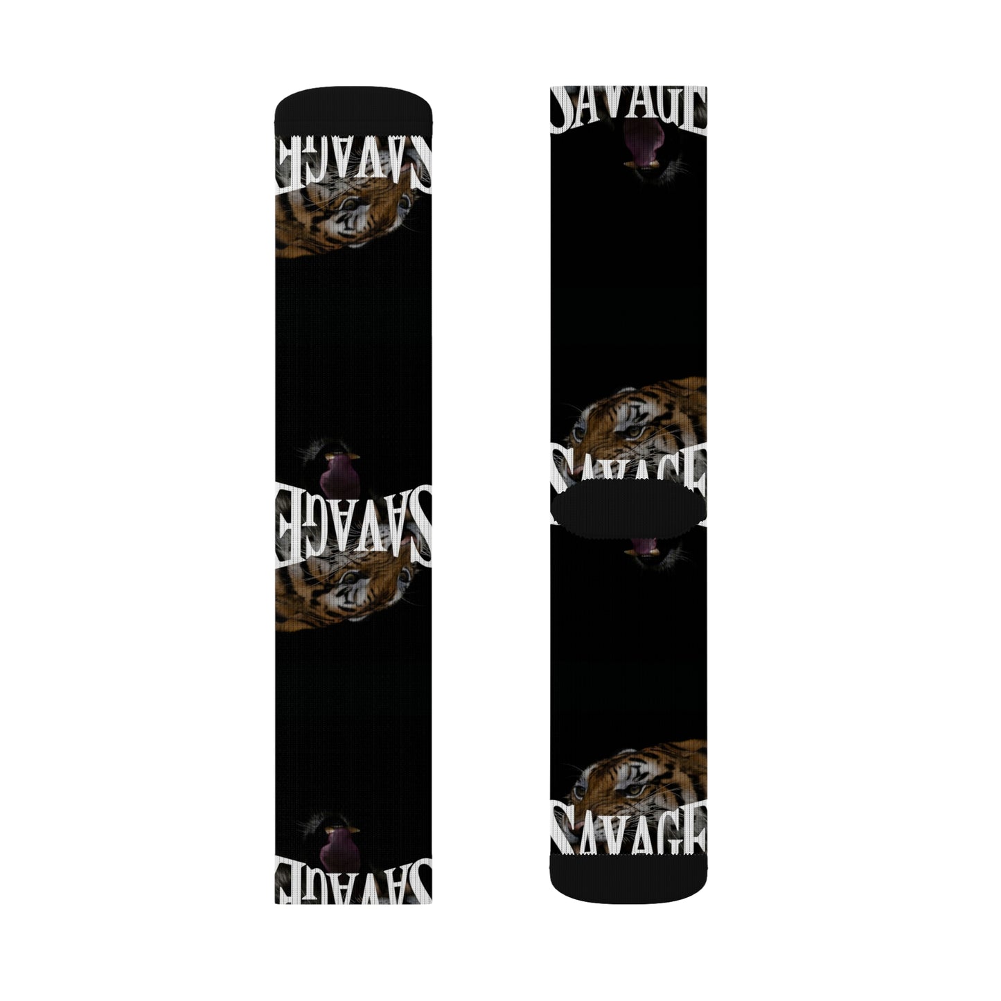 Savage Tiger Sublimation Socks - Bold Animal Print Crew Socks for Wild Style