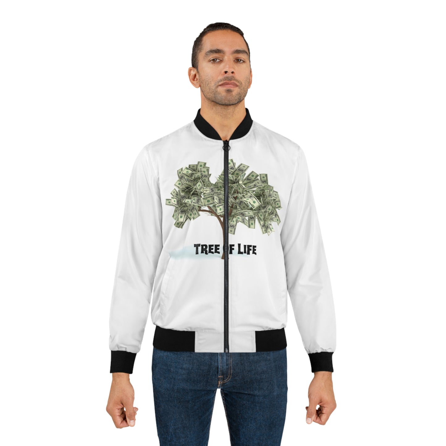 Copy of Men's Bomber Jacket: Tree of Life Design for Wealth and Prosperity