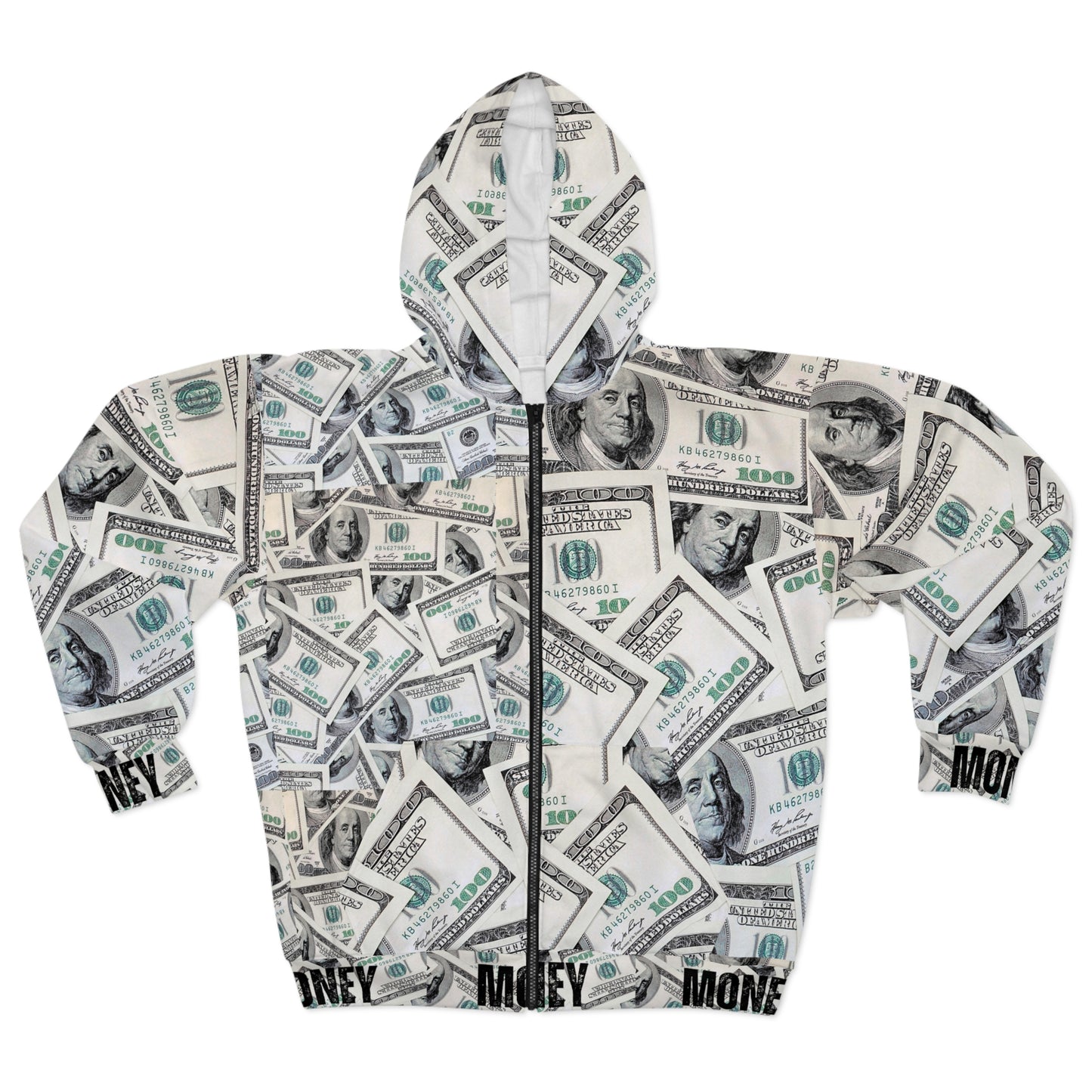 Money Stacks Collection Motivational Unisex Zip Hoodie - Perfect for Hustlers & Dreamers