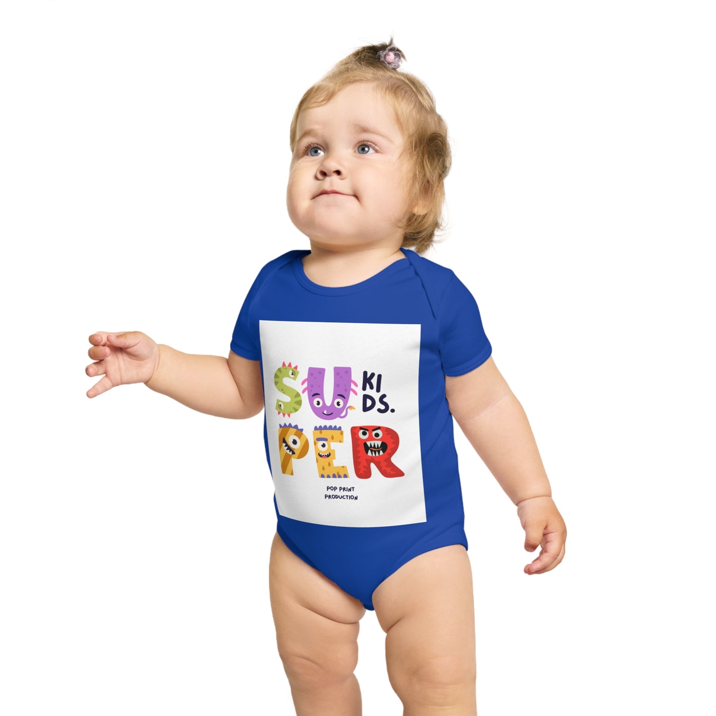 Super Kids Short Sleeve Baby Bodysuit - Fun & Colorful Design for Playful Infants