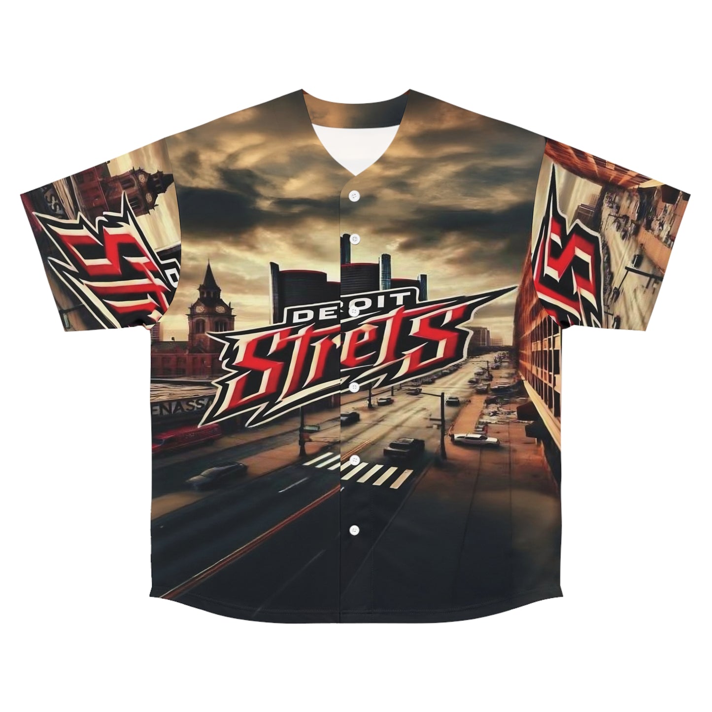 Detroit Streets Men's Baseball Jersey - Urban Style for Gamers and Fans