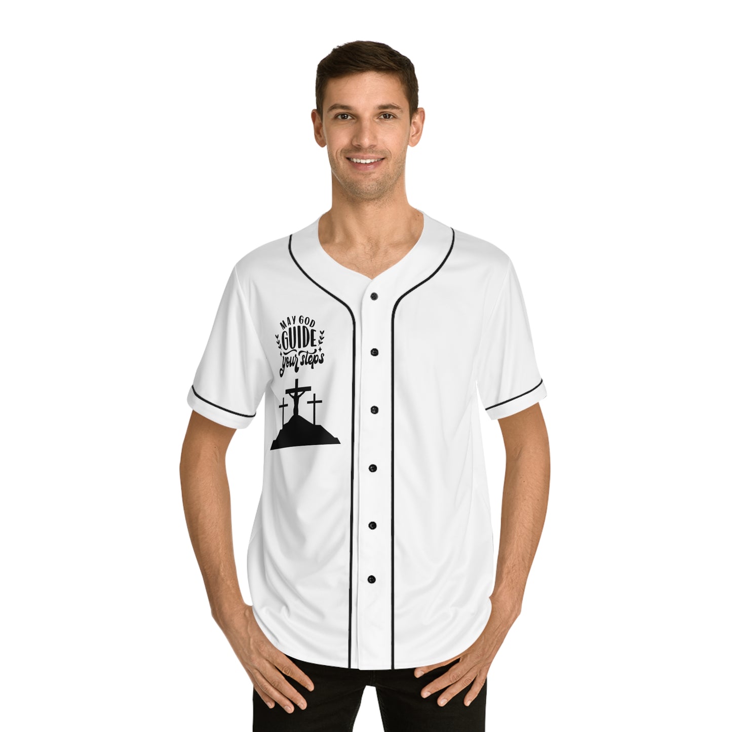 Men's Baseball Jersey - 'May God Guide Your Steps' Inspirational Design