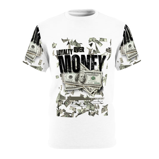 Loyalty Over Money Unisex Cut & Sew Tee - Streetwear Graphic Tee for Money Lovers