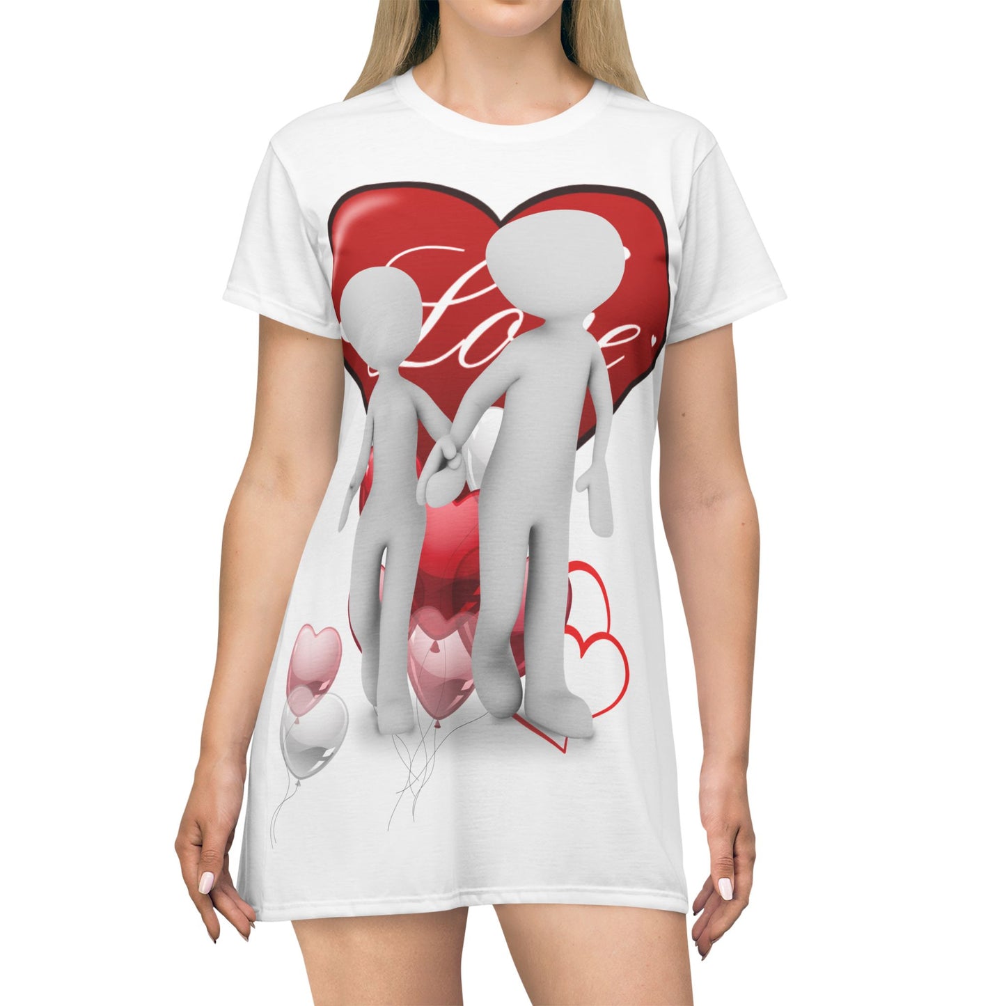 Love Heart T-Shirt Dress for Couples - Cute Romantic Gift